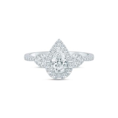 Lab Grown Diamond Pear Engagement Ring in 14K White Gold (1 ct. tw.)