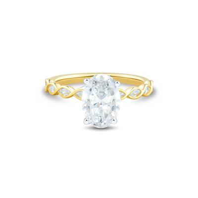 Lab Grown Diamond Oval Shaped Engagement Ring in 14K White & Yellow Gold (2-1/2 ct. tw.)