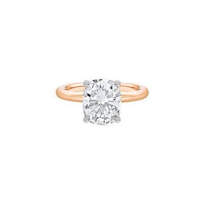 Lab Grown Diamond Elongated Cushion Solitaire Engagement Ring in 14K Rose and White Gold (3 ct.)