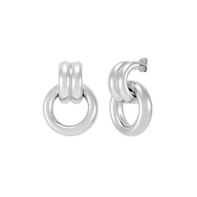 Polished Door-Knocker Drop Earrings in Sterling Silver