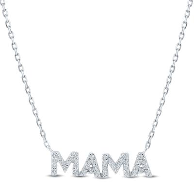 Diamond MAMA Necklace in 10K White Gold (1/10 ct. tw.)