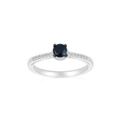 Black and White Diamond Hidden Halo Ring in 10K White Gold (3/8 ct. tw.)