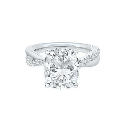 Lab Grown Diamond Elongated Cushion Engagement Ring in 14K White Gold (4 ct. tw.)