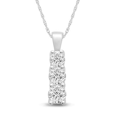 Lab Grown Diamond Three-Stone Pendant in 10K White Gold (1/2 ct. tw.)