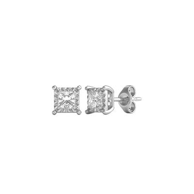 Princess-Cut Diamond Illusion Stud Earrings in 10K White Gold (1/2 ct. tw.)