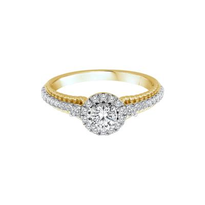 Diamond Halo Engagement Ring in 14K Yellow Gold (5/8 ct. tw.)