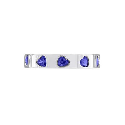 Heart-Shaped Lab-Created Blue Sapphire Eternity Band in Sterling Silver