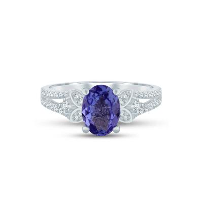 Tanzanite and Diamond Ring in 14K White Gold (1/4 ct. tw.)