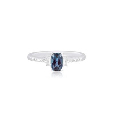 Lab-Created Alexandrite and Lab-Created White Sapphire Ring in 10K White Gold