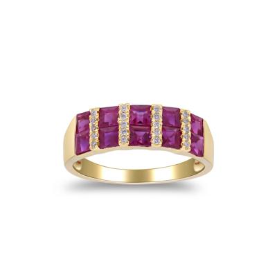 Ruby and Diamond Accent Band in 10K Yellow Gold