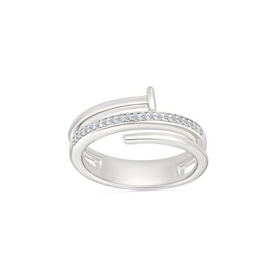 Diamond Wrapped Screw Ring in Sterling Silver (1/10 ct. tw.)