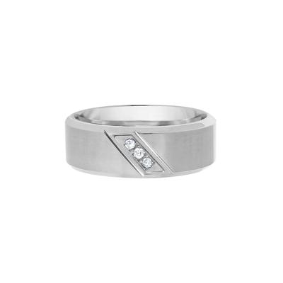Men's Diamond Band in Stainless Steel, 8MM