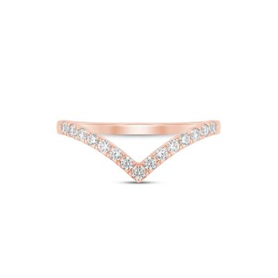 Lab Grown Diamond Chevron Contour Band in 14K Rose Gold (1/3 ct. tw.)