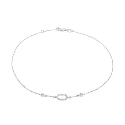 Diamond Oval Bracelet in 10K White Gold (1/7 ct. tw.)