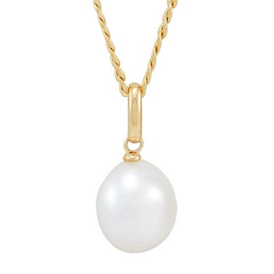 Cultured Freshwater Pearl Drop Pendant in 10K Yellow Gold