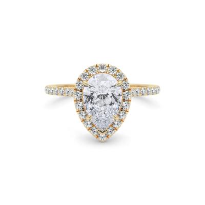 Pear-Shaped Diamond Halo Engagement Ring in 18K Yellow Gold (1-1/2 ct. tw.)