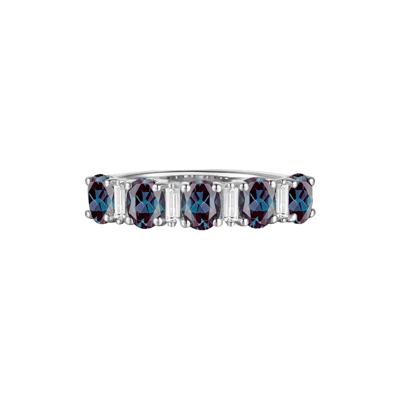 Lab-Created Alexandrite and Diamond Ring in 10K White Gold (1/8 ct. tw.)