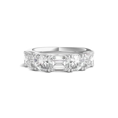 Round & Emerald-Cut Diamond Five-Stone Band in Platinum (4 ct. tw.)