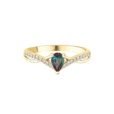 Lab-Created Alexandrite and Diamond Ring in 10K Yellow Gold Ring