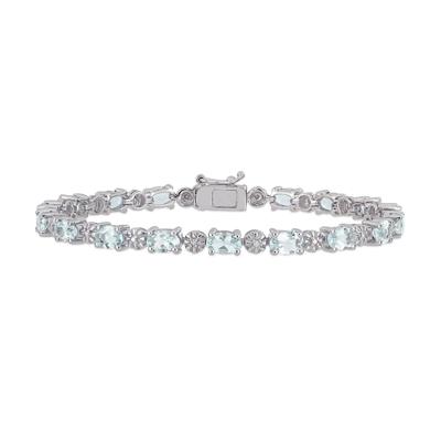 Aquamarine & Diamond Accent Bracelet in Sterling Silver