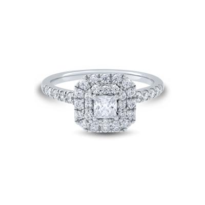 1 ct. tw. Princess-Cut Diamond Halo Engagement Ring in 14K White Gold