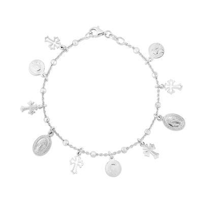 Faith Charm Bracelet in Sterling Silver, 7.25"