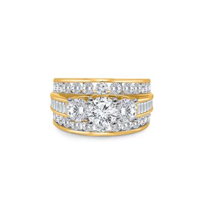 Lab Grown Diamond Three-Stone Multi-Row Band in 10K Yellow Gold (4 ct. tw.)