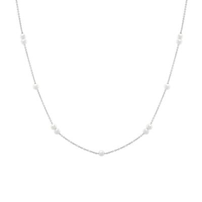 Freshwater Cultured Pearl Station Necklace in Sterling Silver