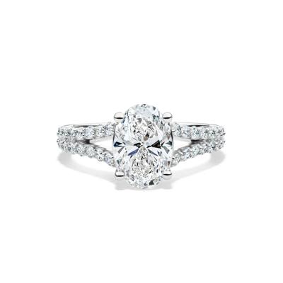 Lab Grown Diamond Oval Engagement Ring in 14K White Gold (2 1/2 ct. tw.)
