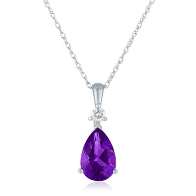 Amethyst and Lab-Created White Sapphire Pendant in 10K White Gold