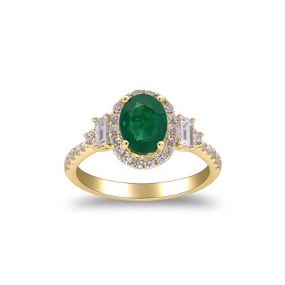 Emerald and Diamond Oval Halo Ring in 14K Yellow Gold (5/8 ct. tw.)
