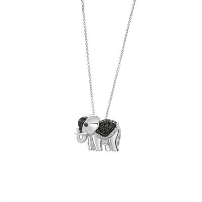 Black Diamond Elephant Pendant in Sterling Silver (1/10 ct. tw.)