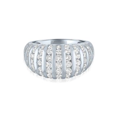 White Sapphire Graduated Wide Band in Sterling Silver