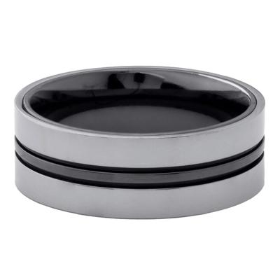 Men’s Zirconium Inlay Wedding Band in Tantalum, 7MM