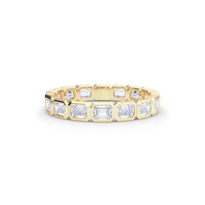 Lab Grown Diamond Bezel-Set Emerald-Cut True Eternity Band in 14K Yellow Gold