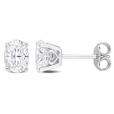 Lab-Created Moissanite Oval Solitaire Stud Earrings in Sterling Silver (2 ct. dew)