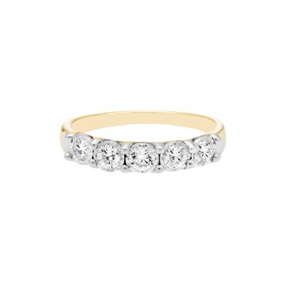 Five-Stone Diamond Wedding Band with Illusion Settings in 10K Yellow Gold (1/2 ct. tw.)