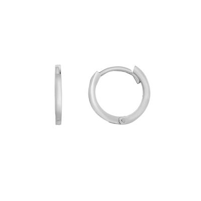 Huggie Hoop Earrings with Rounded Edges in 14K White Gold