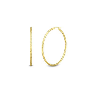 Crystal Cut Hoop Earrings in 14K Yellow Gold