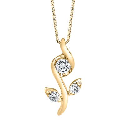Diamond Rose Pendant in 10K Yellow Gold