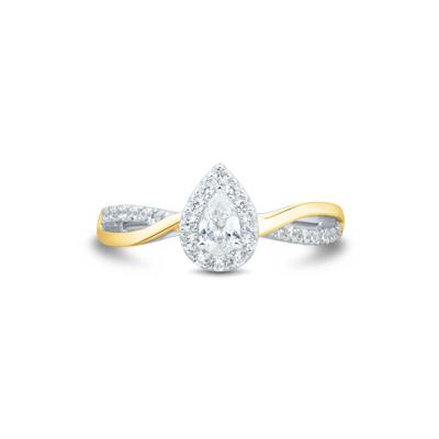 Pear-Shaped Engagement Ring in 14K White and Yellow Gold (1/2 ct. tw.)