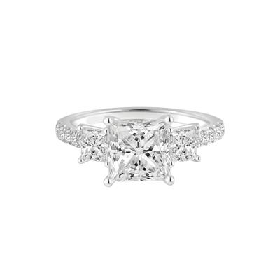 Lab Grown Diamond Princess-Cut Three-Stone Engagement Ring in 14K White Gold (3 ct. tw.)