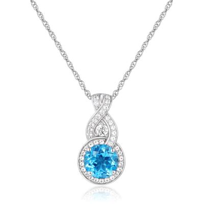 Blue Topaz and Lab-Created White Sapphire Pendant in Sterling Silver