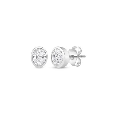 Lab Grown Diamond Oval-Shaped Bezel-Set Solitaire Stud Earrings in 14K White Gold (1/3 ct. tw.)
