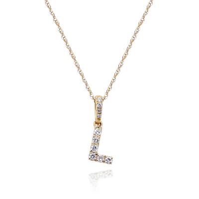 Diamond L Initial Pendant in 10K Yellow Gold (1/10 ct. tw.)