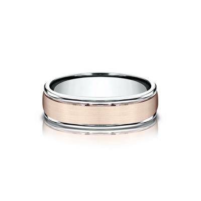 Men's Satin Finish Band in 14K Rose & White Gold