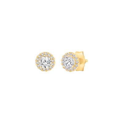 Lab Grown Diamond Halo Stud Earrings in 10K Yellow Gold (1/2 ct. tw.)