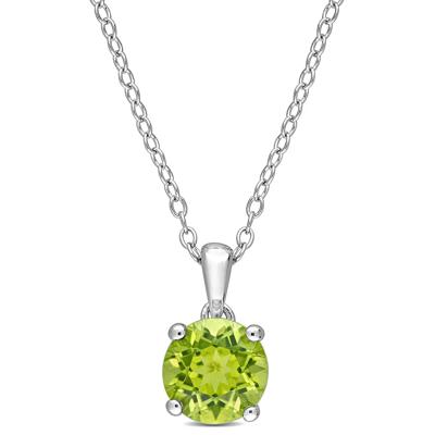 Peridot Solitaire Pendant in Sterling Silver