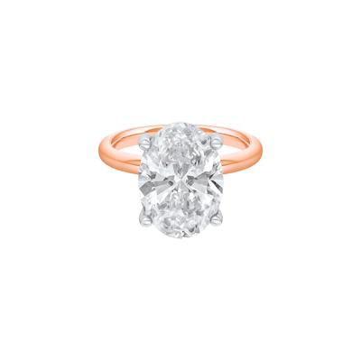 Lab Grown Diamond Oval Solitaire Ring in 14K Rose & White Gold (6 ct.)