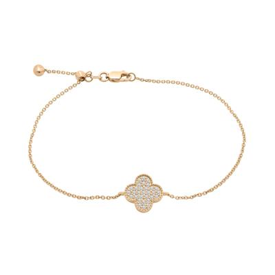 Diamond Quatrefoil Bracelet in 10K Yellow Gold (1/7 ct. tw.)